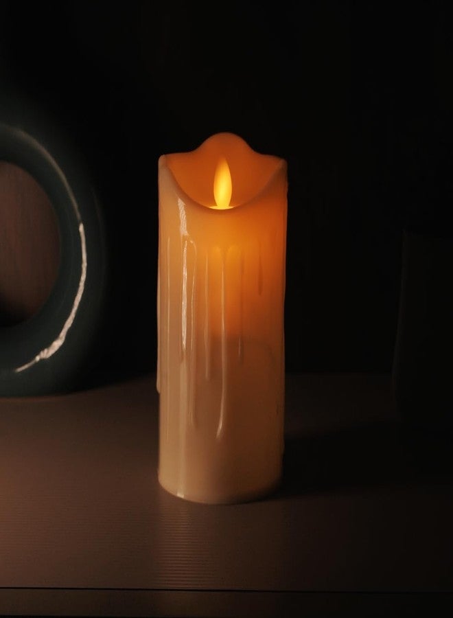 كرونوس شمعة عمودية متحركة من نوع Chronos LED - لون عاجي متقطر، بدون لهب، بدون دخان، وميض واقعي، ضوء أبيض دافئ لتزيين المنزل، ديوالي، وعيد الميلاد (6 بوصات) - Image 5